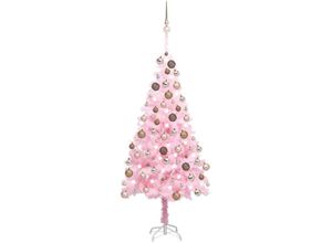 8720286496725 - Bonnevie - Künstlicher Weihnachtsbaum mit Beleuchtung & Kugeln Rosa 180cm vidaXL751845