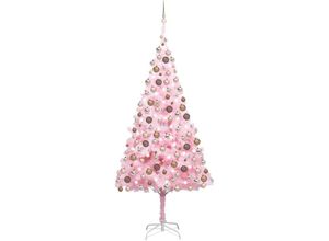 8720286496732 - Bonnevie - Künstlicher Weihnachtsbaum mit Beleuchtung & Kugeln Rosa 210cm vidaXL985574