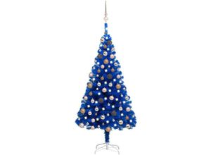 8720286496817 - Bonnevie - Künstlicher WeihnachtsbaumKunstbaum mit LEDs & Kugeln Blau 150 cm pvc vidaXL