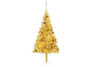 8720286496930 - Bonnevie - Künstlicher WeihnachtsbaumKunstbaum mit LEDs & Kugeln Golden 210cm pet vidaXL