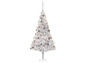 8720286496985 - Bonnevie - Künstlicher Weihnachtsbaum Beleuchtung & Kugeln Silber 210 cm vidaXL698922