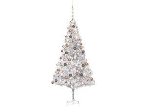 8720286496992 - Bonnevie - Künstlicher Weihnachtsbaum Beleuchtung & Kugeln Silber 240 cm vidaXL404381