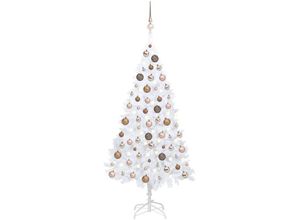 8720286497128 - Bonnevie - Künstlicher WeihnachtsbaumKunstbaum mit LEDs & Kugeln Weiß 120 cm pvc vidaXL