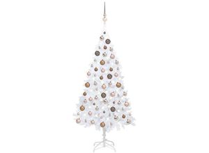 8720286497135 - Bonnevie - Künstlicher WeihnachtsbaumKunstbaum mit LEDs & Kugeln Weiß 150 cm pvc vidaXL