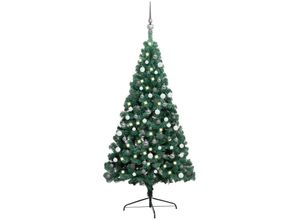 8720286497364 - Bonnevie - Künstlicher Halber WeihnachtsbaumKunstbaum mit LEDs & Kugeln Grün 120 cm vidaXL