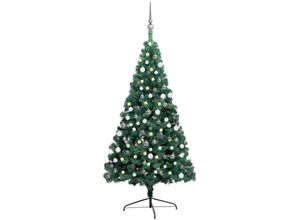 8720286497388 - Bonnevie - Künstlicher Halber WeihnachtsbaumKunstbaum mit LEDs & Kugeln Grün 180 cm vidaXL