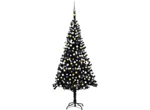 8720286497654 - Bonnevie - Künstlicher WeihnachtsbaumKunstbaum mit LEDs & Kugeln Schwarz 240 cm pvc vidaXL