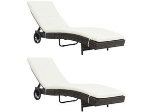 8720286510544 - Bonnevie - Sonnenliegen 2 Stk mit Rollen und Auflagen Poly Rattan Braun vidaXL15982 8720286510544 - Bonnevie - Sonnenliegen 2 Stk mit Rollen und Auflagen Poly Rattan Braun vidaXL15982