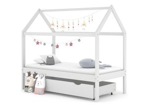 8720286556436 - Bonnevie - KinderbettEinzelbette mit Schublade Weiß Massivholz Kiefer 80x160 cm vidaXL