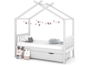 8720286556528 - Bonnevie - KinderbettEinzelbette mit Schublade Weiß Massivholz Kiefer 80x160 cm vidaXL