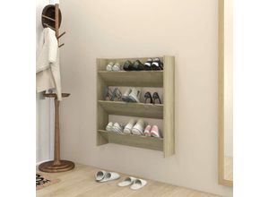 8720286559840 - Bonnevie - Wand-SchuhschrankModernes Schuhregal Sonoma-Eiche 80x18x90 cm Holzwerkstoff vidaXL