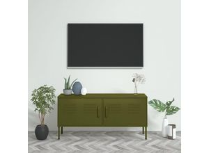 8720286565377 - Bonnevie - TV-SchrankTV-Möbel Olivgrün 105x35x50 cm Stahl vidaXL