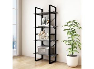 8720286567340 - Bonnevie - BücherregalStandregal 4 Fächer Grau 60x30x140 cm Kiefer Massivholz vidaXL