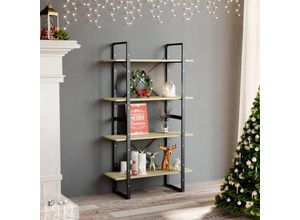 8720286567500 - Bonnevie - BücherregalStandregal 4 Fächer Sonoma-Eiche 80x30x140 cm Holzwerkstoff vidaXL