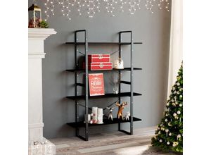 8720286567760 - Bonnevie - BücherregalStandregal 4 Fächer Schwarz 100x30x140 cm Kiefer Massivholz vidaXL
