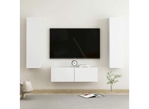 8720286569528 - Bonnevie - 3-tlg TV-Schrank-SetTV-MöbelTV-Möbel Weiß Holzwerkstoff vidaXL