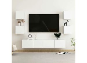 8720286569559 - 6-tlg TV-Schrank-Set，TV-Möbel Weiß Holzwerkstoff vidaXL