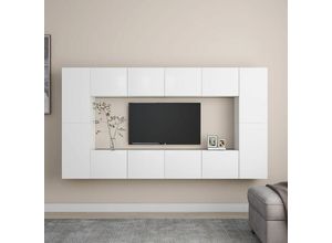 8720286569627 - Bonnevie - 8-tlg TV-Schrank-SetTV-Möbel Weiß Holzwerkstoff vidaXL