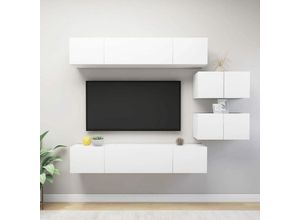 8720286570197 - Bonnevie - 6-tlg TV-Schrank-SetTV-Möbel Weiß Holzwerkstoff vidaXL