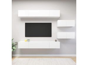 8720286570210 - Vidaxl - 6-tlg TV-Schrank-SetTV-Möbel Weiß Holzwerkstoff