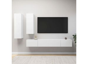 8720286570265 - Bonnevie - 4-tlg TV-Schrank-SetTV-MöbelTV-Möbel Weiß Holzwerkstoff vidaXL