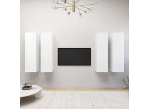 8720286570357 - Bonnevie - TV-Schränke 4 Stk TV-Möbel Weiß 305x30x110 cm Holzwerkstoff vidaXL