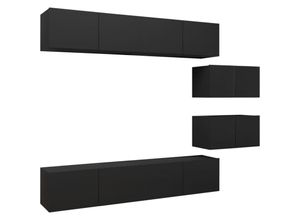 8720286571248 - Vidaxl - 6-tlg TV-Schrank-Set Schwarz Holzwerkstoff Schwarz