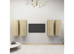 8720286573495 - Bonnevie - TV-Schränke 4 Stk TV-Möbel Sonoma-Eiche 305x30x90 cm Holzwerkstoff vidaXL