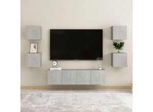 8720286573730 - Bonnevie - 6-tlg TV-Schrank-SetTV-Möbel Betongrau Holzwerkstoff vidaXL