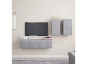 8720286573983 - Bonnevie - 4-tlg TV-Schrank-SetTV-MöbelTV-Möbel Betongrau Holzwerkstoff vidaXL