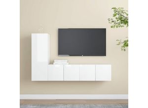 8720286575963 - Bonnevie - 3-tlg TV-Schrank-SetTV-MöbelTV-Möbel Hochglanz-Weiß Holzwerkstoff vidaXL