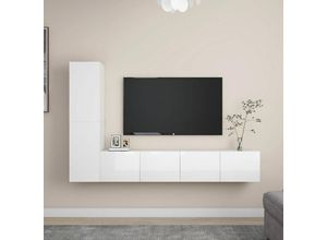 8720286575970 - Bonnevie - 4-tlg TV-Schrank-SetTV-MöbelTV-Möbel Hochglanz-Weiß Holzwerkstoff vidaXL 8720286575970 - Bonnevie - 4-tlg TV-Schrank-SetTV-MöbelTV-Möbel Hochglanz-Weiß Holzwerkstoff vidaXL