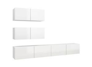 8720286576342 - 4-tlg TV-Schrank-SetTV-MöbelTV-Möbel Hochglanz-Weiß Holzwerkstoff Vidaxl