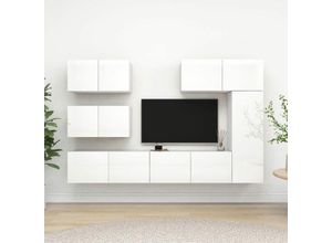 8720286576380 - Bonnevie - 6-tlg TV-Schrank-SetTV-Möbel Hochglanz-Weiß Holzwerkstoff vidaXL