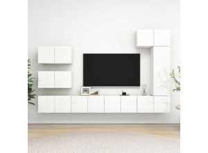 8720286576397 - Bonnevie - 8-tlg TV-Schrank-SetTV-Möbel Hochglanz-Weiß Holzwerkstoff vidaXL