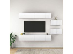8720286576502 - Bonnevie - TV-Schränke 8 Stk TV-Möbel Hochglanz-Weiß Holzwerkstoff vidaXL