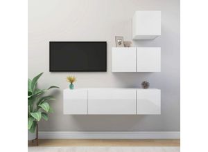 8720286576571 - Bonnevie - 4-tlg TV-Schrank-SetTV-MöbelTV-Möbel Hochglanz-Weiß Holzwerkstoff vidaXL