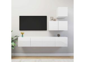 8720286576588 - Bonnevie - 4-tlg TV-Schrank-SetTV-MöbelTV-Möbel Hochglanz-Weiß Holzwerkstoff vidaXL