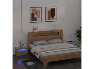 8720286589830 - Bonnevie - 2er-Set NachttischeBeistelltische mit LEDs Sonoma-Eiche 60x35x40 cm vidaXL