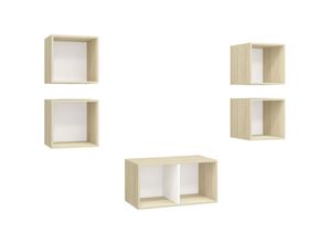 8720286590089 - 5-tlg TV-Schrank-Set Weiß Sonoma-Eiche Holzwerkstoff vidaXL692781