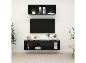 8720286591000 - Bonnevie - 2-tlg TV-Schrank-SetTV-MöbelTV-Möbel Hochglanz-Schwarz Holzwerkstoff vidaXL