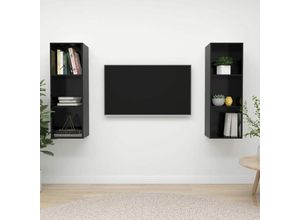 8720286591635 - TV-Wandschränke 2 Stk TV-Schrank Hochglanz-Schwarz Holzwerkstoff vidaXL