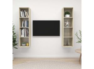 8720286591680 - Bonnevie - TV-Wandschränke 2 Stk TV-Schrank Sonoma-Eiche Holzwerkstoff vidaXL