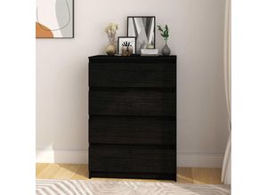 8720286608074 - Bonnevie - Beistellschrank Schwarz 60x36x84 cm Massivholz Kiefer vidaXL149857