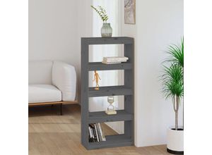 8720286608708 - Bonnevie - Bücherregal RaumteilerStandregal Grau 60x30x1355 cm Massivholz Kiefer vidaXL 8720286608708 - Bonnevie - Bücherregal RaumteilerStandregal Grau 60x30x1355 cm Massivholz Kiefer vidaXL
