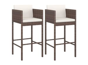 8720286638163 - Les Tendances - Barhocker 2 Stk mit Kissen Braun Poly Rattan vidaXL - Braun