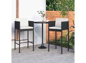 8720286638170 - Les Tendances - Barhocker 2 Stk mit Kissen Schwarz Poly Rattan vidaXL - Schwarz