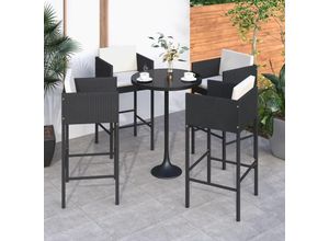 8720286638200 - Bonnevie - 4er Set BarhockerBarstuhl mit Kissen Schwarz Poly Rattan vidaXL