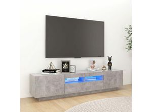 8720286640890 - Bonnevie - TV-SchrankTV-Möbel mit LED-Leuchten Betongrau 180x35x40 cm vidaXL