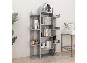 8720286645840 - Bonnevie - BücherregalStandregal Betongrau 86x255x140 cm Holzwerkstoff vidaXL